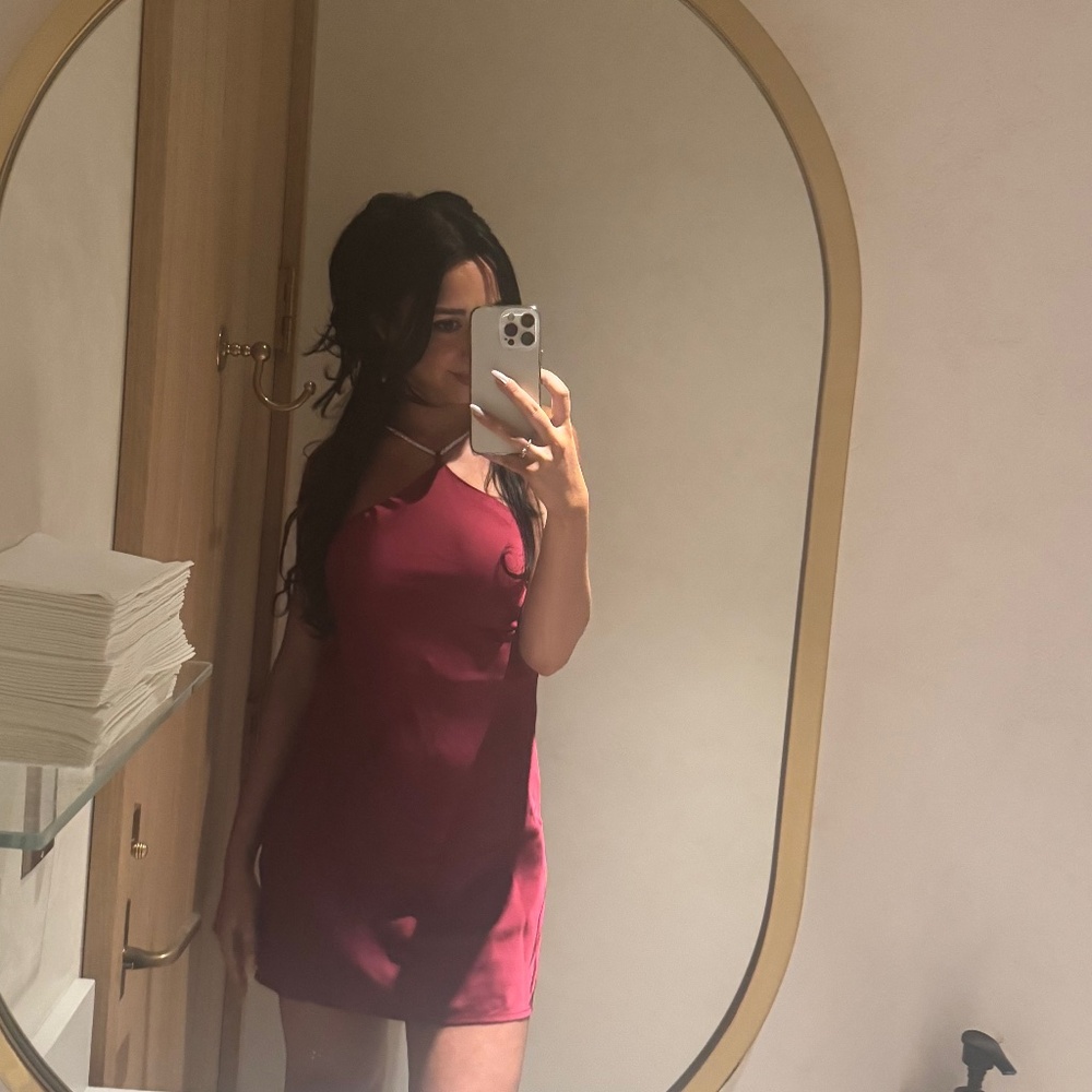 LUXE IS HER SATIN MINI DRESS WINE